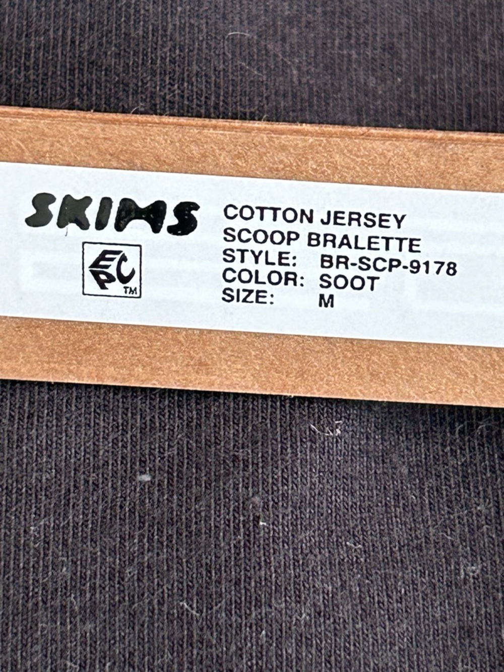 SKIMS Cotton Jersey Scoop Bralette in Soot Size Medium NEW - Picture 8 of 8